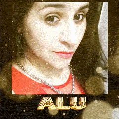 a picture of a woman with the word alu on the bottom right
