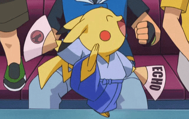 a cartoon character with a sign that says echo