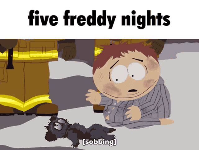 a cartoon of a boy with the words five freddy nights on the bottom