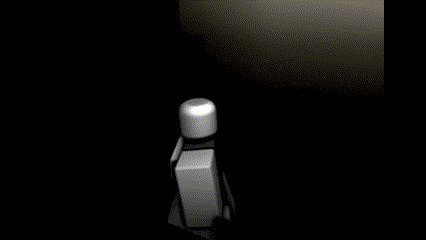 a black and white image of a roblox character standing in the street