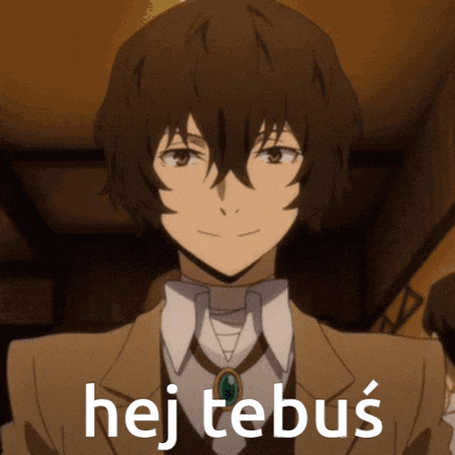 a close up of a person with the words hej tebus written on the bottom