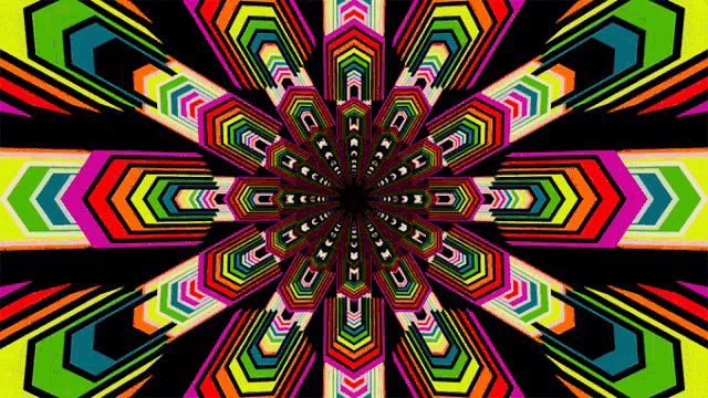 a colorful kaleidoscope with arrows pointing in different directions on a black background