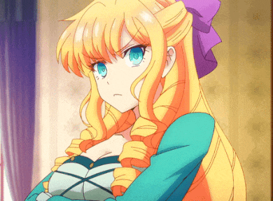 a girl with blonde hair and blue eyes looks angry