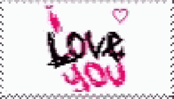 a picture of a postage stamp that says `` i love you '' with a heart .