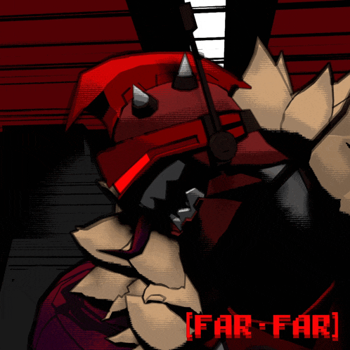 a cartoon drawing of a robot with the words far-far written below it