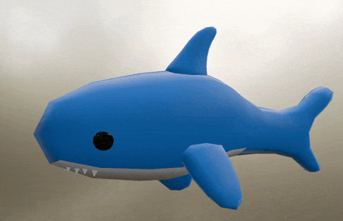 a blue shark with white teeth is floating in the water