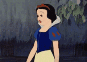a cartoon of snow white standing in front of a forest