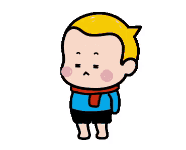 a cartoon boy wearing a blue shirt and a red scarf is standing with his back to the camera .
