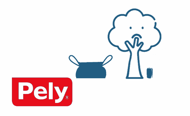 a logo for a company called pely with a tree and a woman