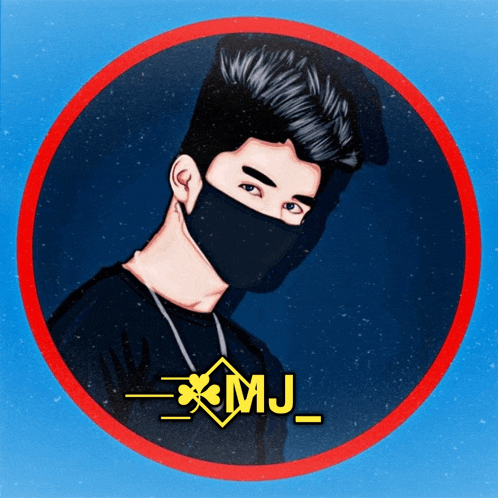 a drawing of a man wearing a mask with the name mj