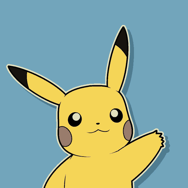a yellow pikachu with red cheeks is waving