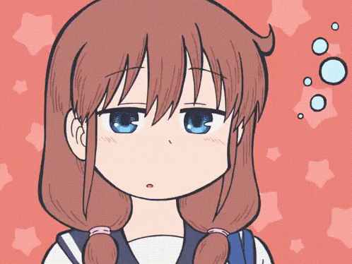 a cartoon drawing of a girl with blue eyes and brown hair