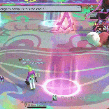 a screenshot of a video game with the words " enger 's down " at the top