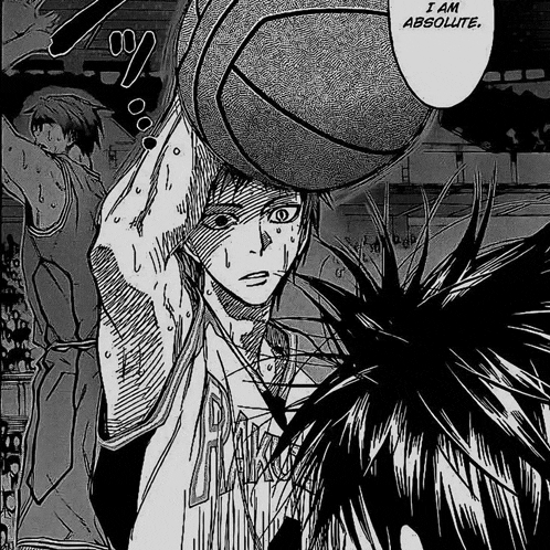 a black and white drawing of a basketball player with the words i am absolute on the bottom