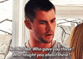 a man is talking to a woman and says no no no who gave you these who taught you about these ?