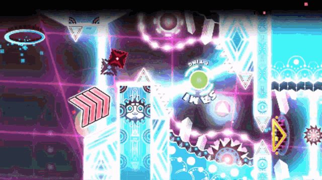 a video game with a purple and blue background and a green circle that says " love " on it