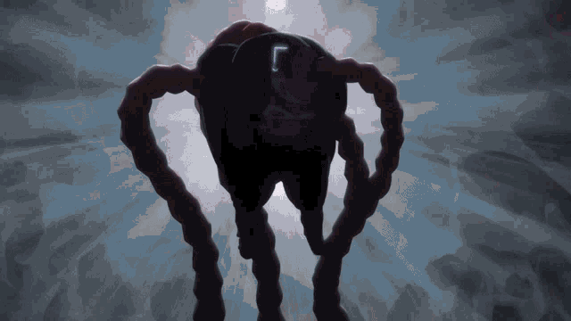 a drawing of a monster with a letter l on its head