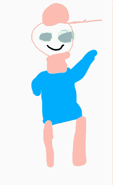 a drawing of a person wearing a blue sweater