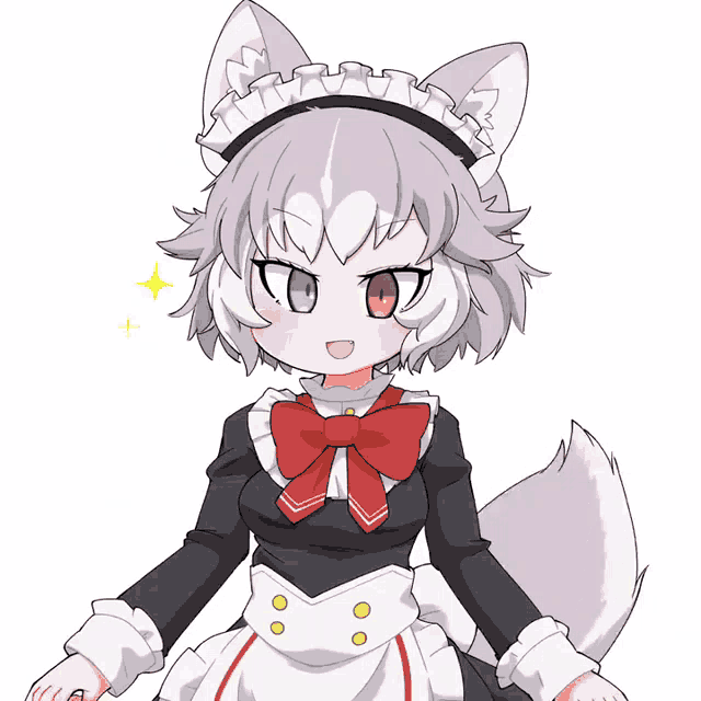 a cartoon drawing of a girl in a maid costume