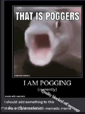 a meme that says that is poggers i am pogging currently