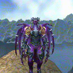 a purple dragon is standing on top of a rocky hill