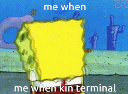 a cartoon of spongebob with the words me when me when kin terminal below him