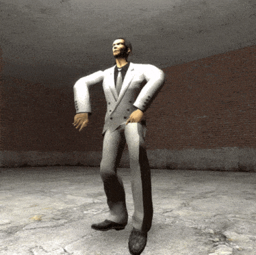 a computer generated image of a man in a white suit