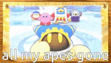 a picture of a video game character with the words all my apes gone