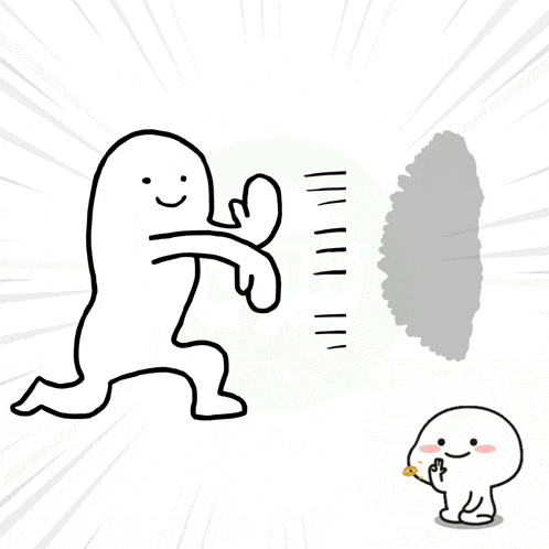 a cartoon drawing of a man kicking a durian while another cartoon character looks on