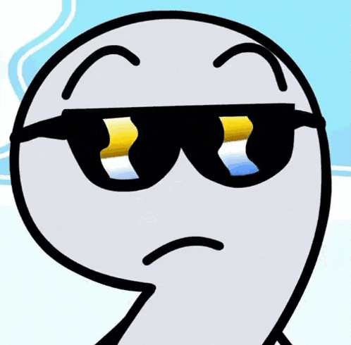a cartoon character wearing sunglasses is smiling and making a face .