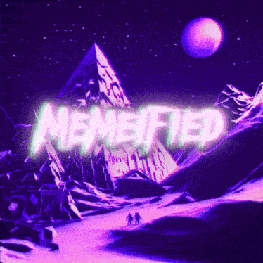 a purple poster with the word memeified on it
