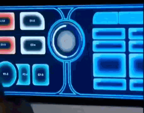 a close up of a computer screen with a few buttons and a circle in the middle