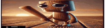 a cartoon character holding a baseball bat with a crying face