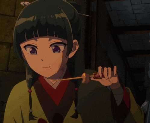 a girl with green hair and purple eyes is holding a key