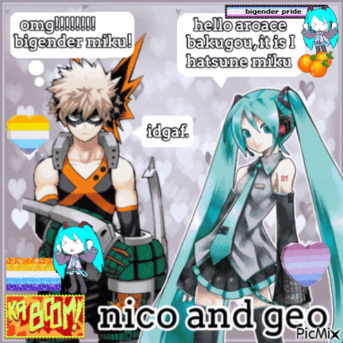 a collage of anime characters with the words nico and geo at the bottom