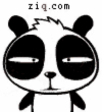 a cartoon panda bear with its eyes closed and a pink heart in its mouth .