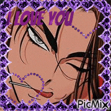 a picture of a man in a purple frame with the words i love you