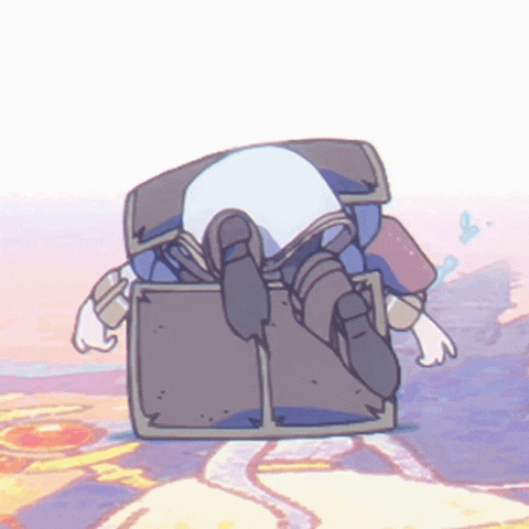 a cartoon drawing of a person laying in a trunk