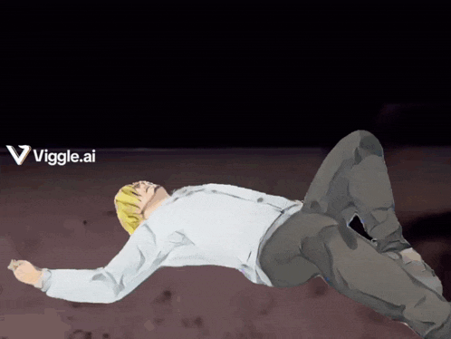 a cartoon of a person laying on their back with a viggle.ai logo behind them