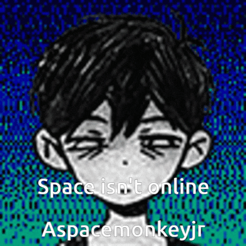 a drawing of a boy with the words space is n't online spacemonkeyjr