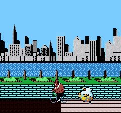 a pixel art drawing of a man riding a bike