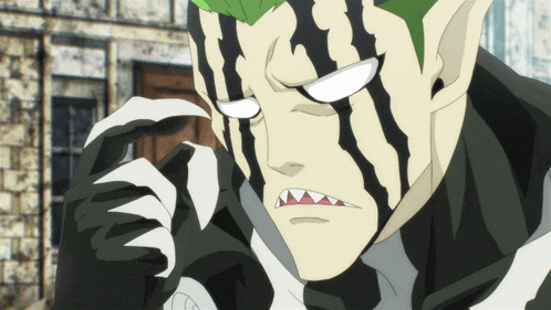 a cartoon character with a black and white face paint