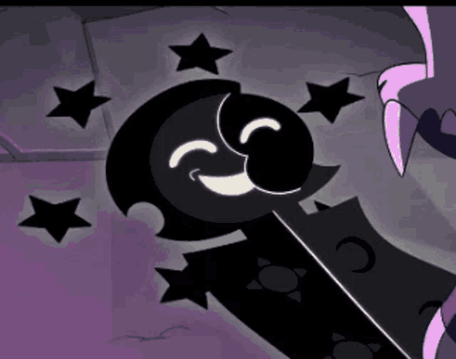 a cartoon character with a crescent moon and stars