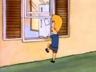 a cartoon of a boy looking out a window