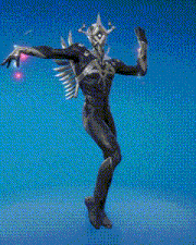 a video game character is dancing in front of a blue sky