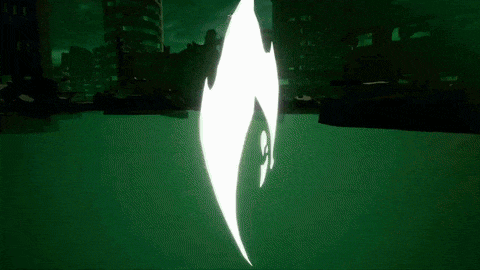 a person in a video game with a white light coming out of their hand