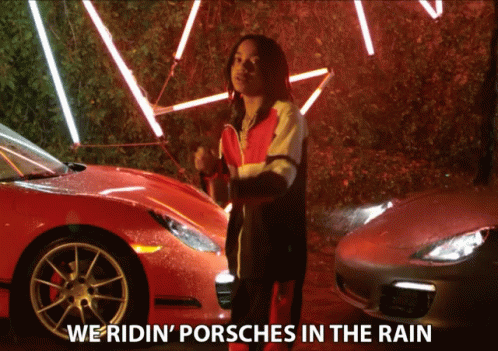 We Riding Porsches In The Rain Riding Fancy Cars GIF - We Riding Porsches In The Rain Riding Fancy Cars Riding GIFs