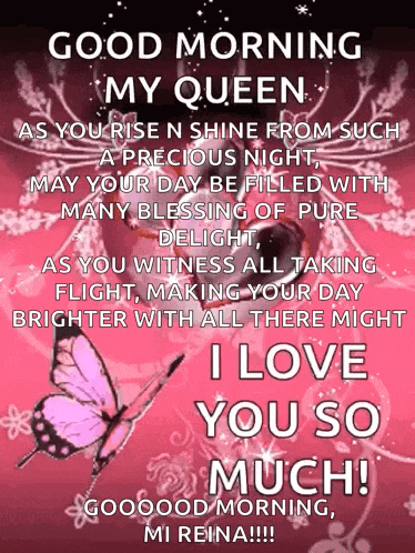 a good morning message to my queen with a butterfly