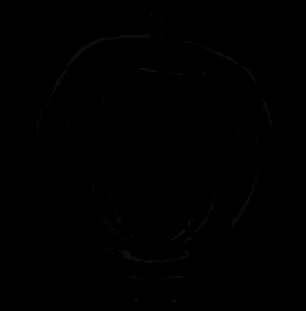 a black and white drawing of a circle with a skull in the center