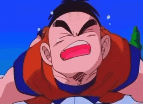 a close up of a cartoon character with a red mouth